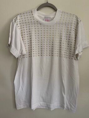 Vintage LEARSI Screen Stars Best T-Shirt - Embellished Gold Stars -Women's Large